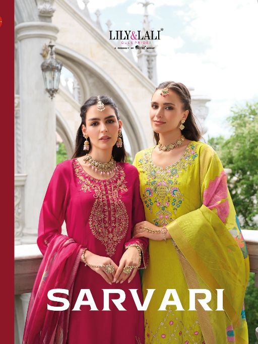 Lily & Lali Sarvari Wholesale Festival Chinon Silk Readymade Salwar Suit