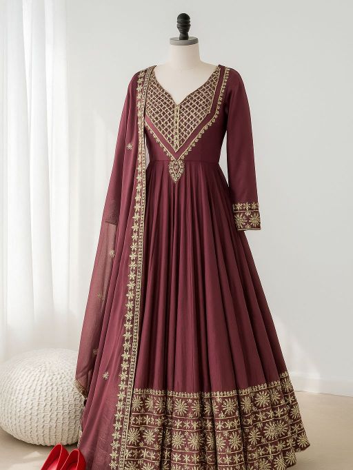 NSR-872 Roman Silk with Embroidery Gown Collection