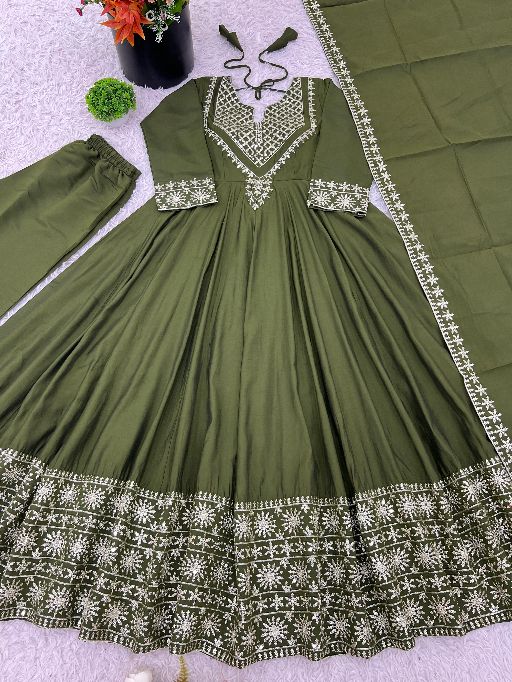 NSR-872 Roman Silk with Embroidery Gown Collection - Image 9