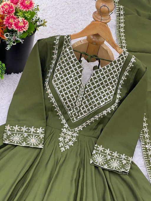 NSR-872 Roman Silk with Embroidery Gown Collection - Image 11