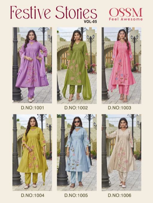 OSSM Festive Stories Vol 05 Wholesale Roman Silk Anarkali Kurti Catalog - Image 5