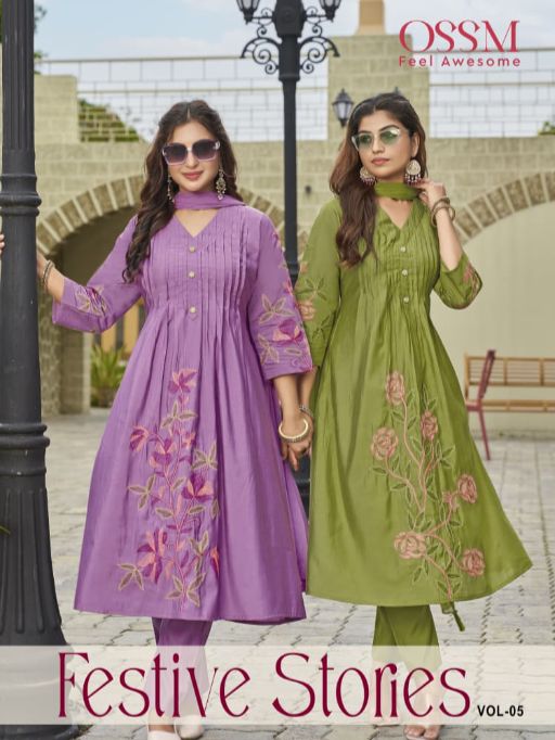 OSSM Festive Stories Vol 05 Wholesale Roman Silk Anarkali Kurti Catalog