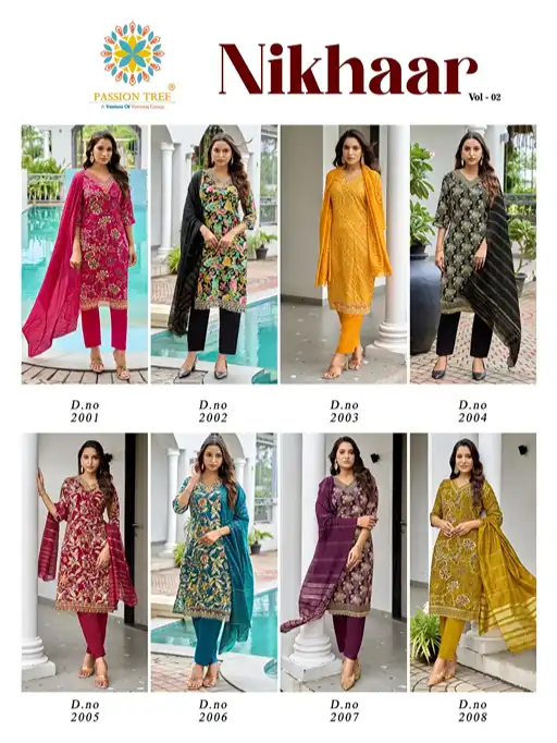 Passion Tree Nikhaar Vol 2 Wholesale Heavy Rayon Kurti with Bottom Dupatta - Image 11