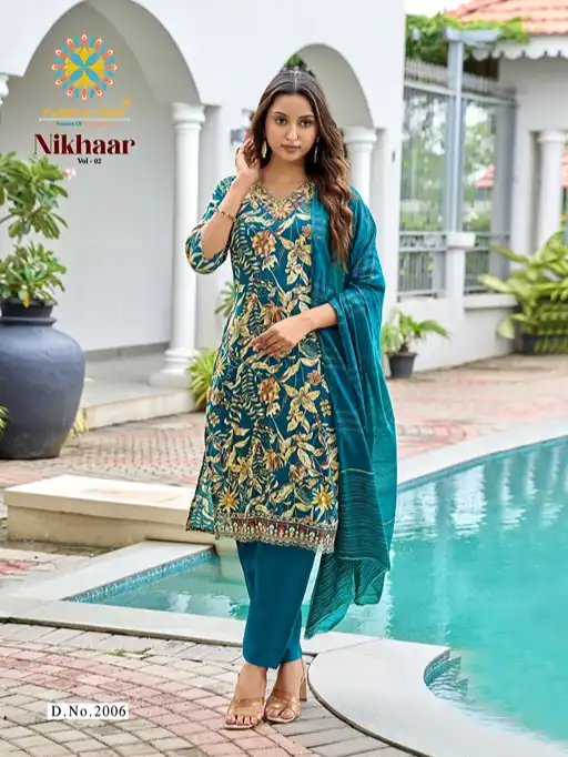 Passion Tree Nikhaar Vol 2 Wholesale Heavy Rayon Kurti with Bottom Dupatta - Image 9