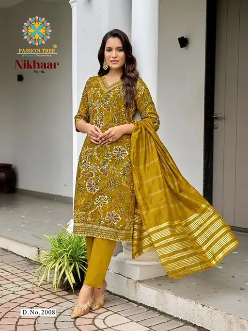 Passion Tree Nikhaar Vol 2 Wholesale Heavy Rayon Kurti with Bottom Dupatta - Image 10