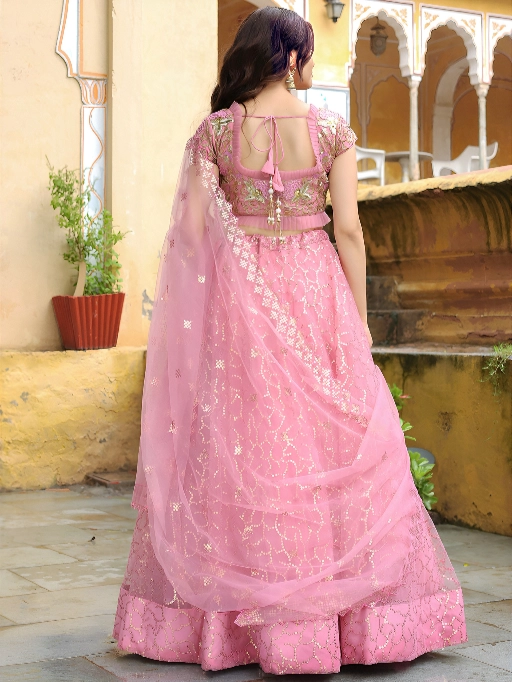 Zeel 17313 Pink Pink Embroidered Elegance Lehenga Set - Image 3