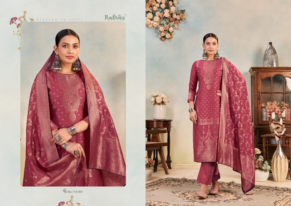 Radhika Azara Banarasi Adha Vol 6 Wholesale Cotton Jacquard Salwar Suit - Image 7