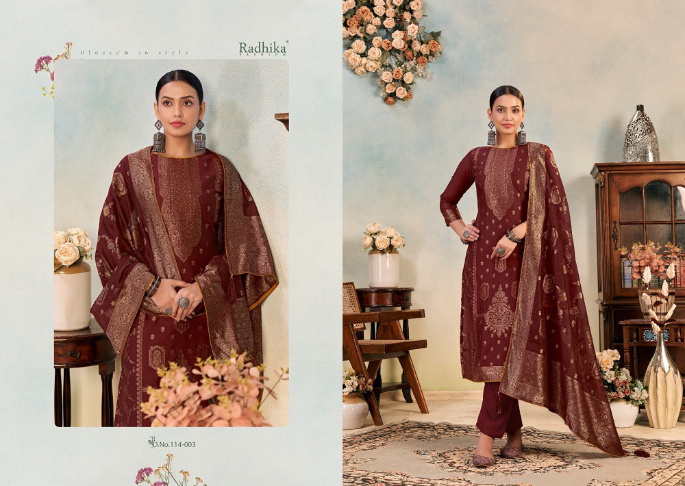 Radhika Azara Banarasi Adha Vol 6 Wholesale Cotton Jacquard Salwar Suit - Image 8