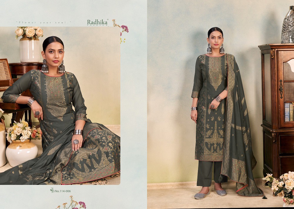 Radhika Azara Banarasi Adha Vol 6 Wholesale Cotton Jacquard Salwar Suit - Image 3