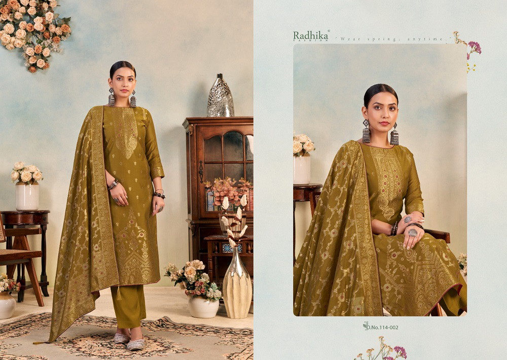 Radhika Azara Banarasi Adha Vol 6 Wholesale Cotton Jacquard Salwar Suit - Image 4