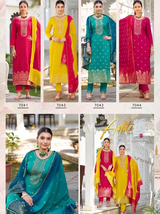 Rangoon Aditi Vol 3 Wholesale Viscose Embroidered Kurti Bottom With Dupatta - Image 5
