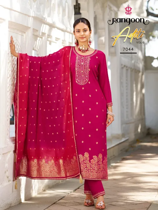 Rangoon Aditi Vol 3 Wholesale Viscose Embroidered Kurti Bottom With Dupatta - Image 2