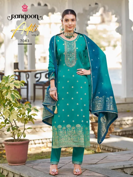 Rangoon Aditi Vol 3 Wholesale Viscose Embroidered Kurti Bottom With Dupatta - Image 3