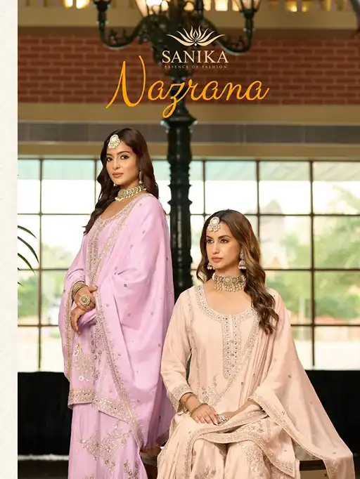 Sanika Nazrana Wholesale Readymade Designer Chinon Silk Sharara Suit