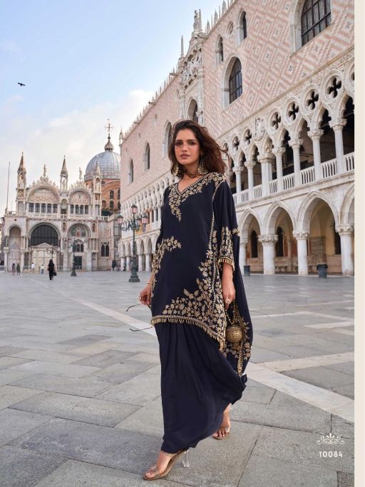 Sayuri Designer Crown Crepe Beaded Embroidered Indo Western Party Wear Suit - Image 7