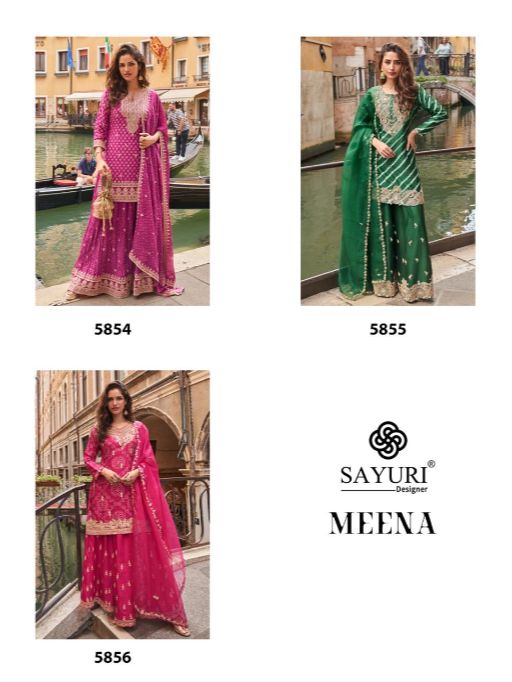 Sayuri Designer Meena Readyamade Premium Chinon Silk Salwar Suit - Image 4