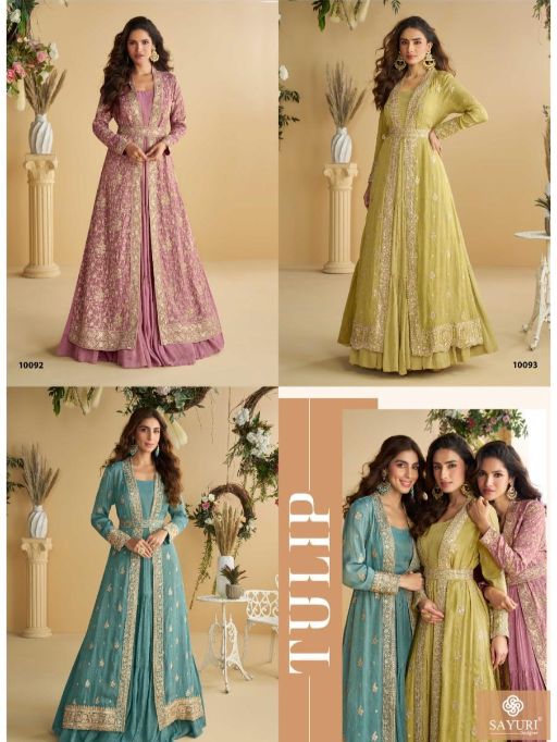 Sayuri Designer Tulip 10092 Series Premium Chinon Silk Gown Catalog - Image 3