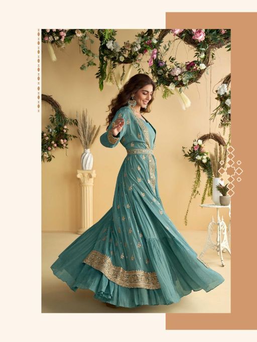 Sayuri Designer Tulip 10092 Series Premium Chinon Silk Gown Catalog - Image 2