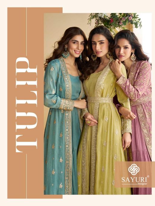 Sayuri Designer Tulip 10092 Series Premium Chinon Silk Gown Catalog - Image 4