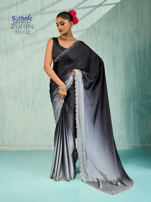 Sethnic Lifestyle Zureen Japan Satin Silk Fancy Saree Catalog - Image 9