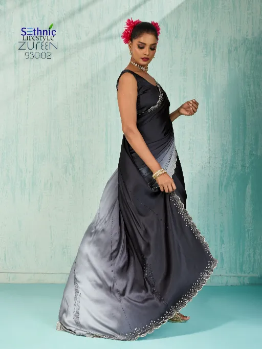 Sethnic Lifestyle Zureen Japan Satin Silk Fancy Saree Catalog - Image 3