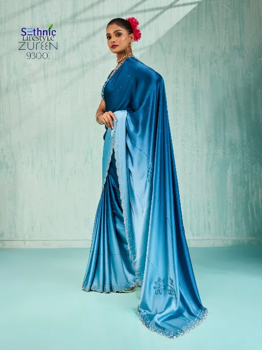 Sethnic Lifestyle Zureen Japan Satin Silk Fancy Saree Catalog - Image 4