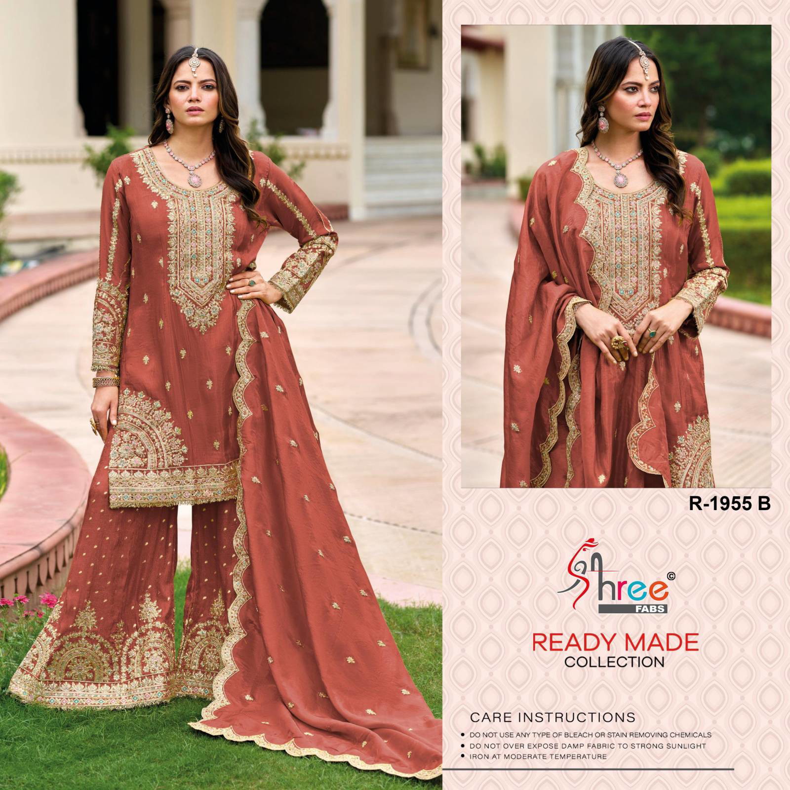 Shree Fabs R 1955 Wholesale Readymade Chinon Sharara Suit Catalog - Image 2