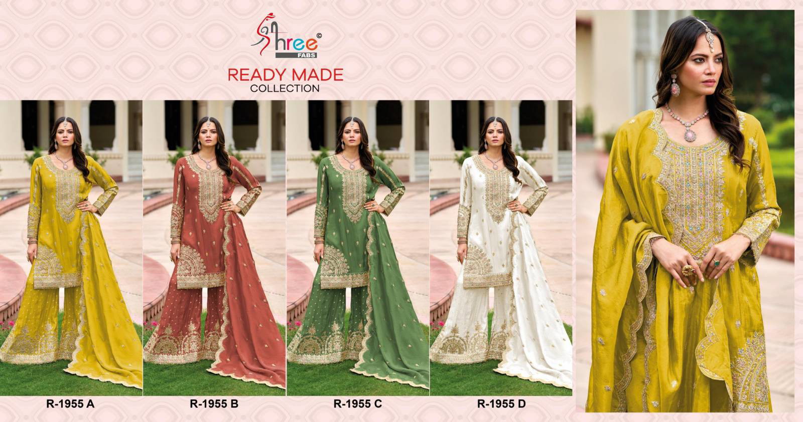 Shree Fabs R 1955 Wholesale Readymade Chinon Sharara Suit Catalog - Image 6