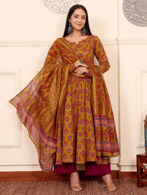 Vardan Ethnic Dhruvi 308 Wholesale Viscose Anarkali Kurti With Bottom Dupatta