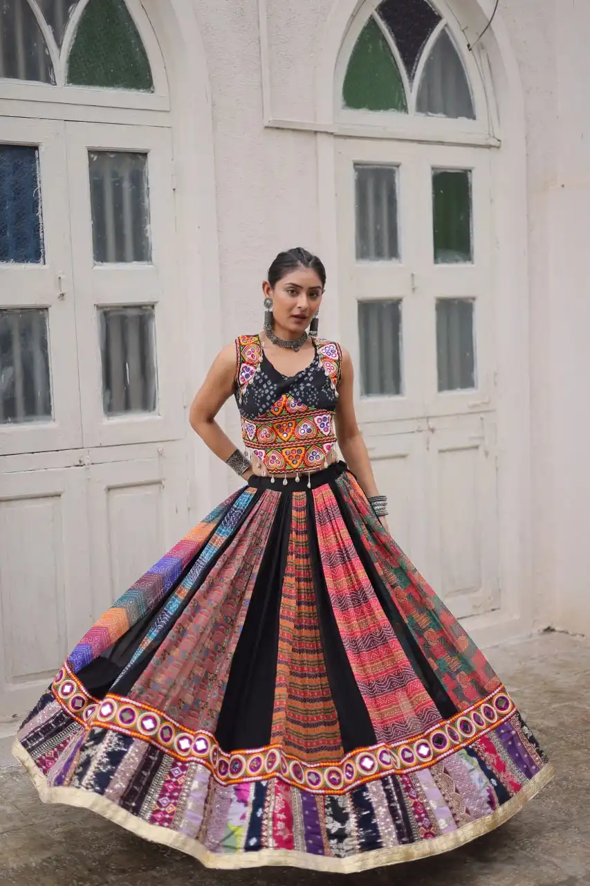 Vardan Ethnic Georgette Kutchi Gamthi Printed Navratri Lehenga Choli