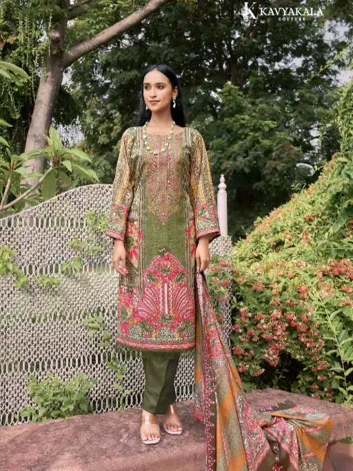 Vardan Ethnic Kavya Kala Anarkali Vol 15 Wholesale Fancy Cotton Printed Dress Material - Image 3