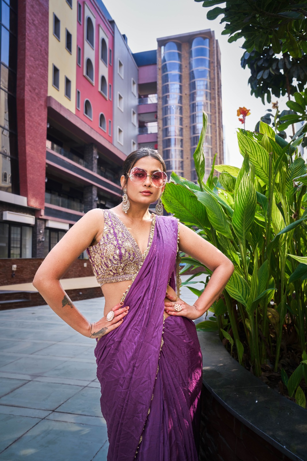 Vardan Ethnic Kp 1013 Purple Designer Crepe Saree Collection - Image 2