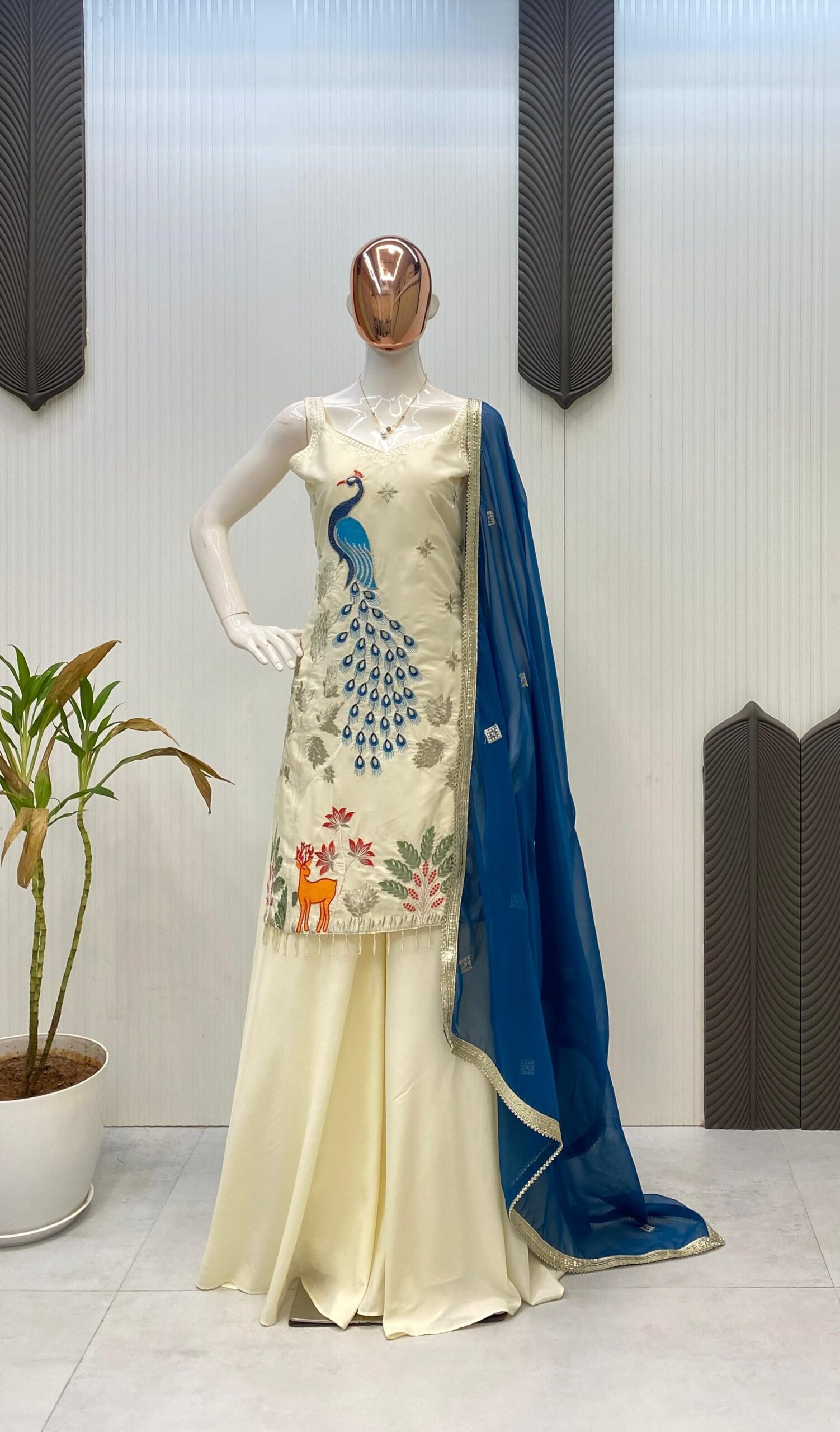 Vardan Ethnic LG-1994 French Crape Embroidered Readymade Salwar Suit (11)