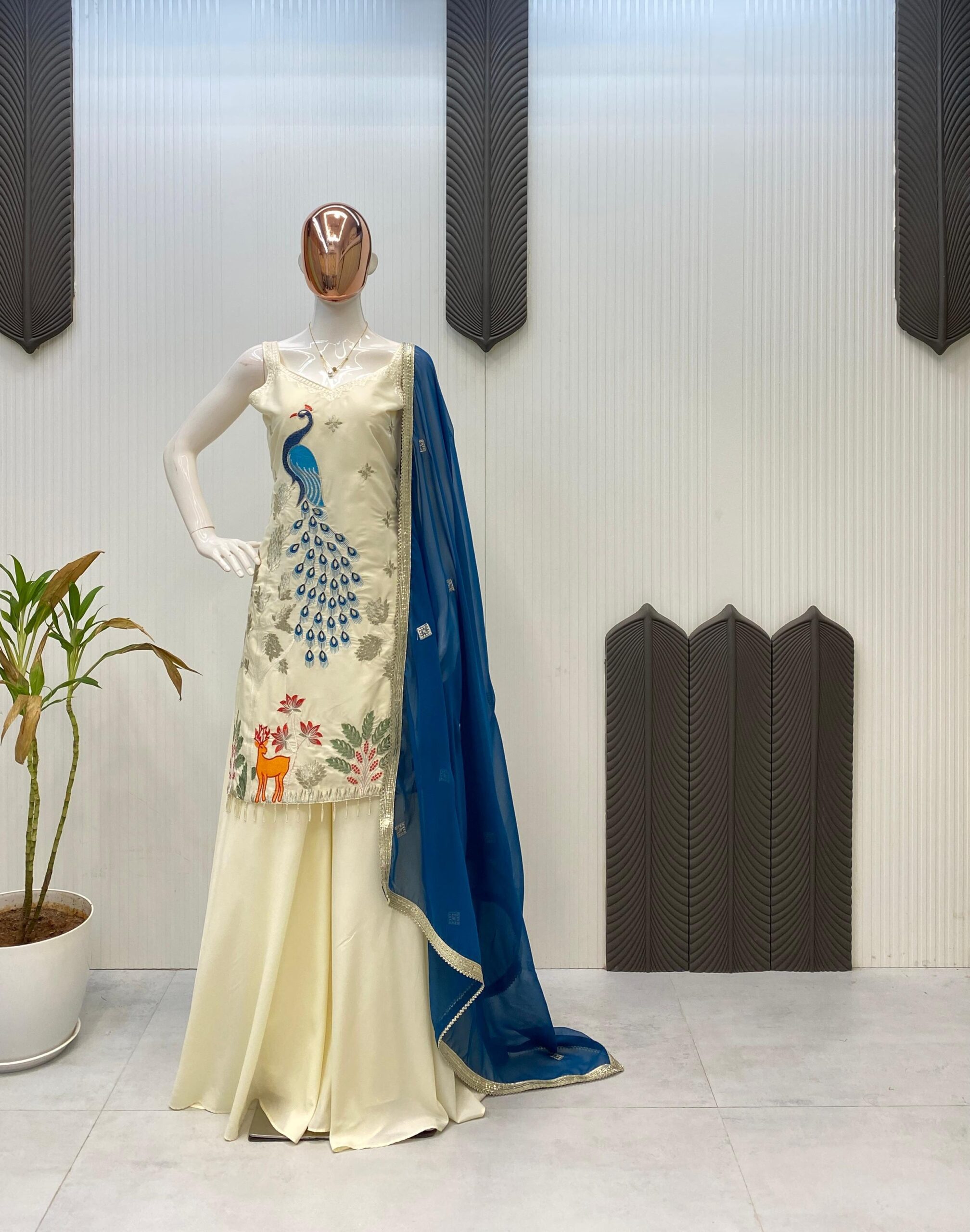 Vardan Ethnic LG-1994 French Crape Embroidered Readymade Salwar Suit - Image 8