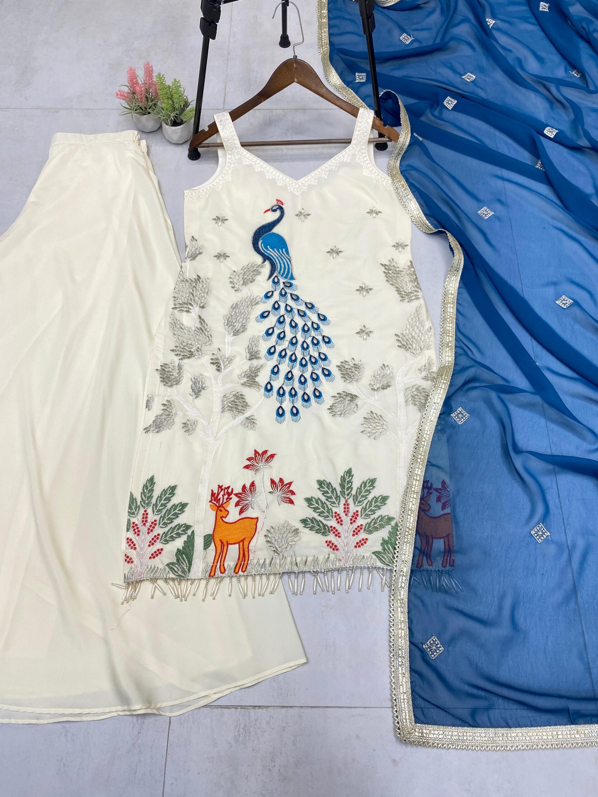 Vardan Ethnic LG-1994 French Crape Embroidered Readymade Salwar Suit - Image 10