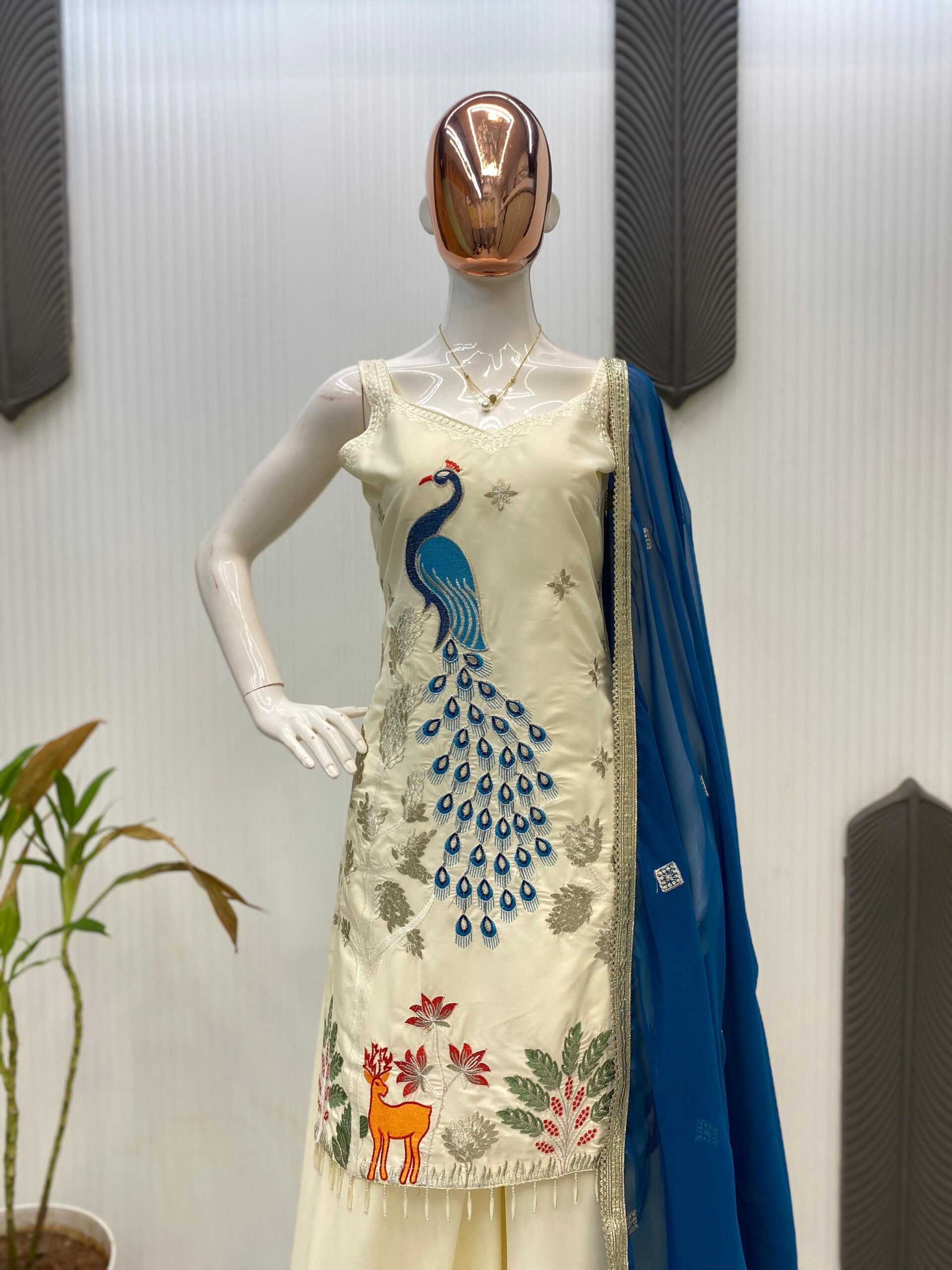 Vardan Ethnic LG-1994 French Crape Embroidered Readymade Salwar Suit - Image 11