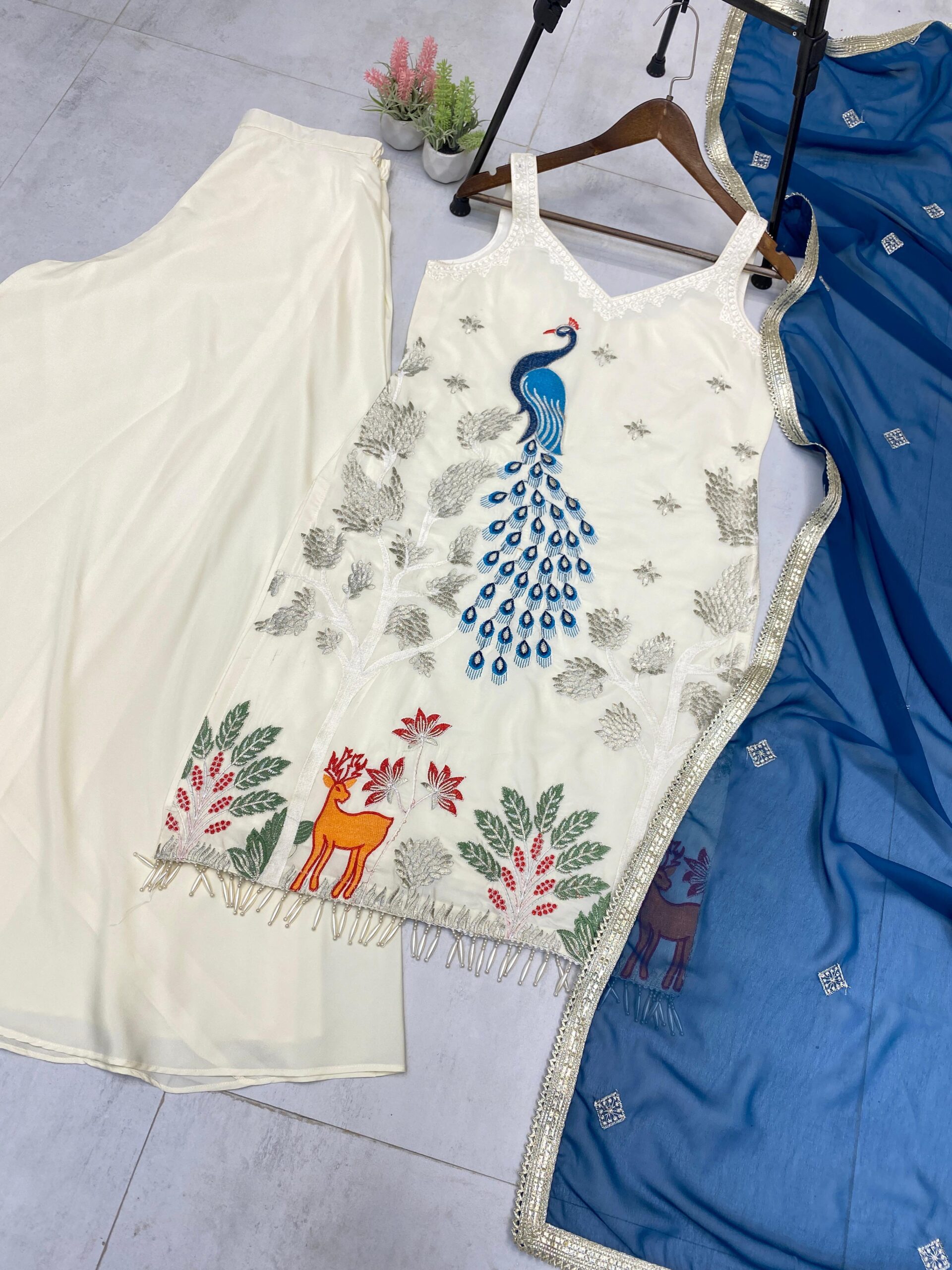 Vardan Ethnic LG-1994 French Crape Embroidered Readymade Salwar Suit - Image 12