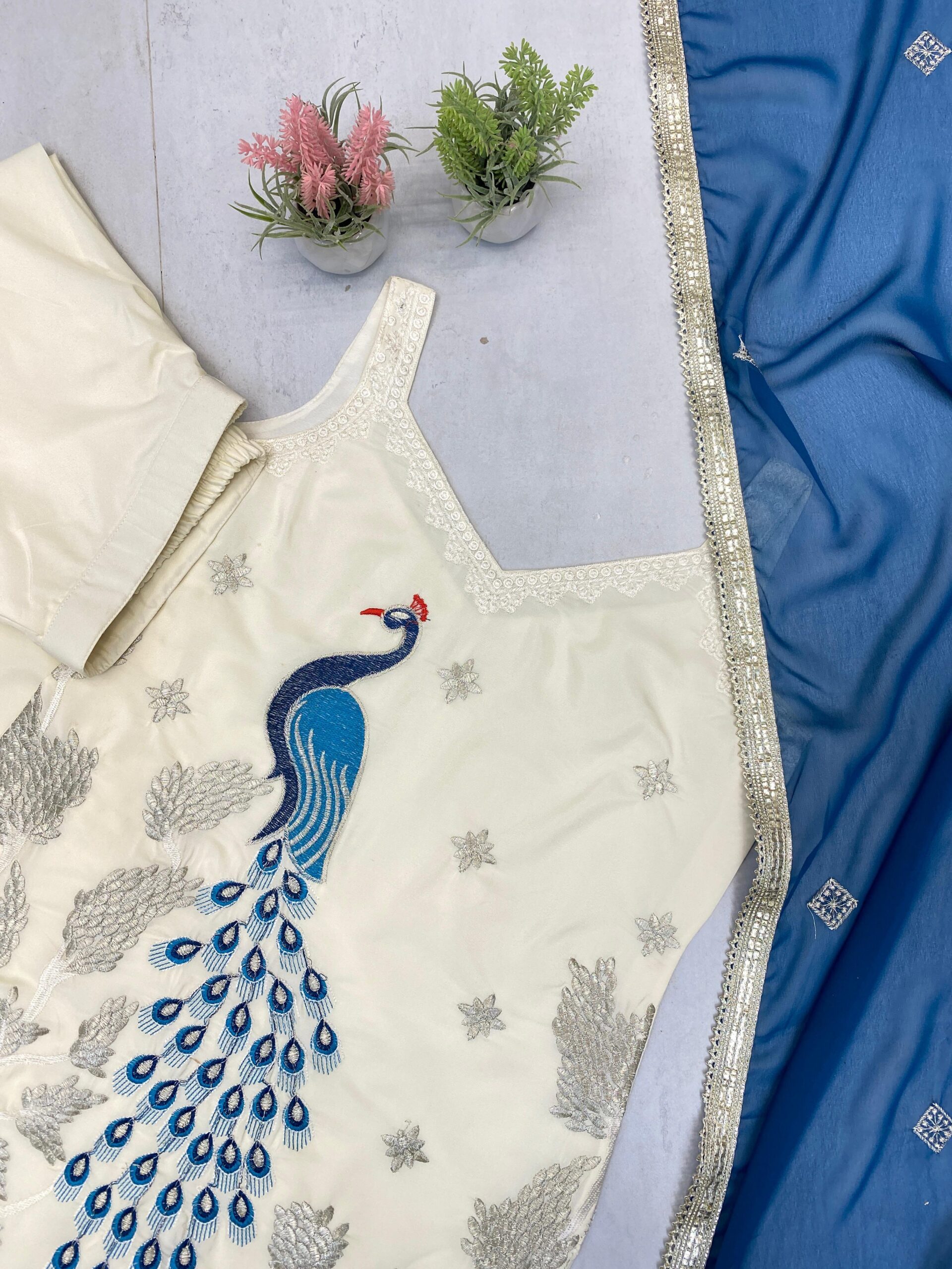 Vardan Ethnic LG-1994 French Crape Embroidered Readymade Salwar Suit - Image 13