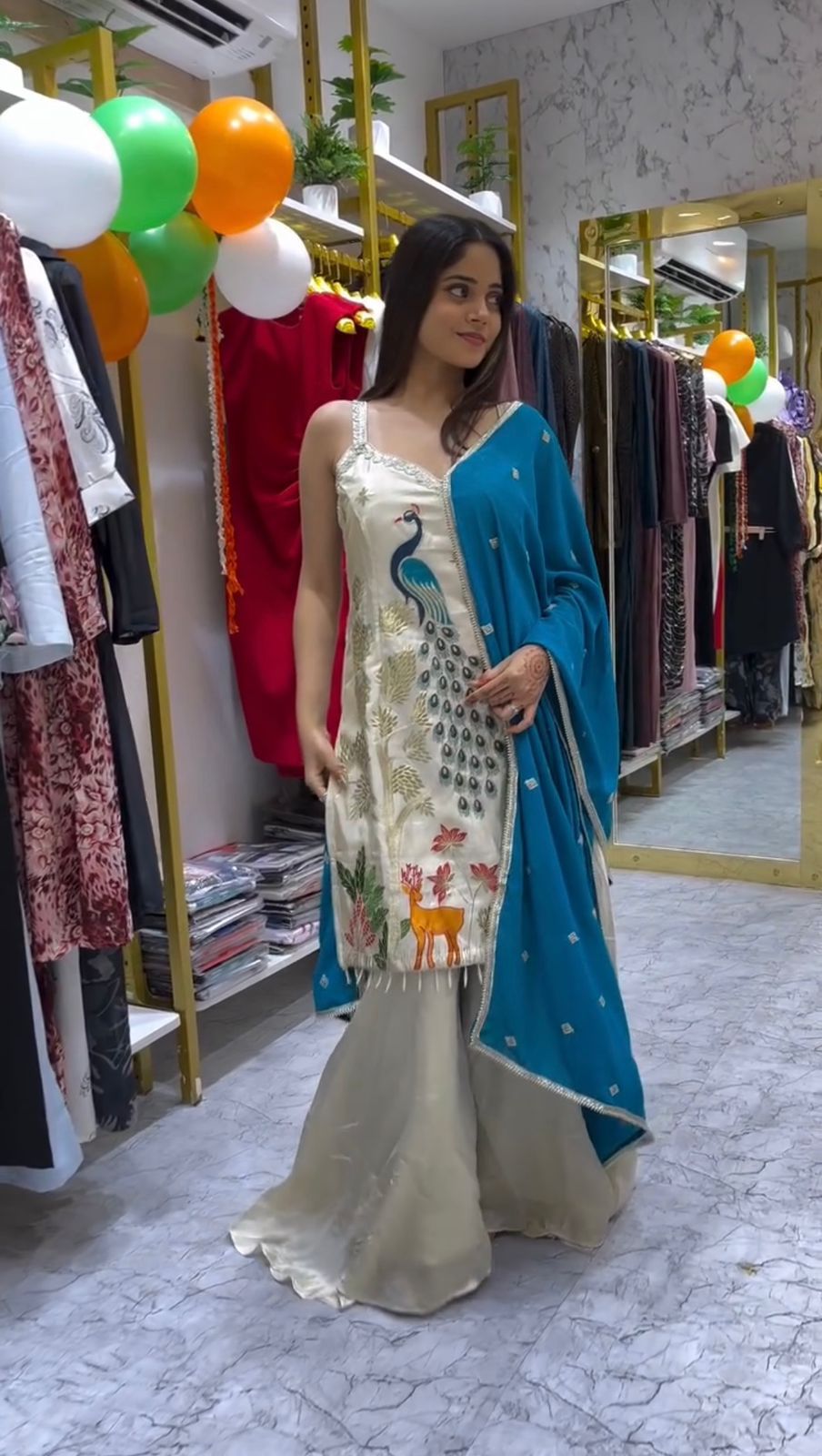 Vardan Ethnic LG-1994 French Crape Embroidered Readymade Salwar Suit - Image 4