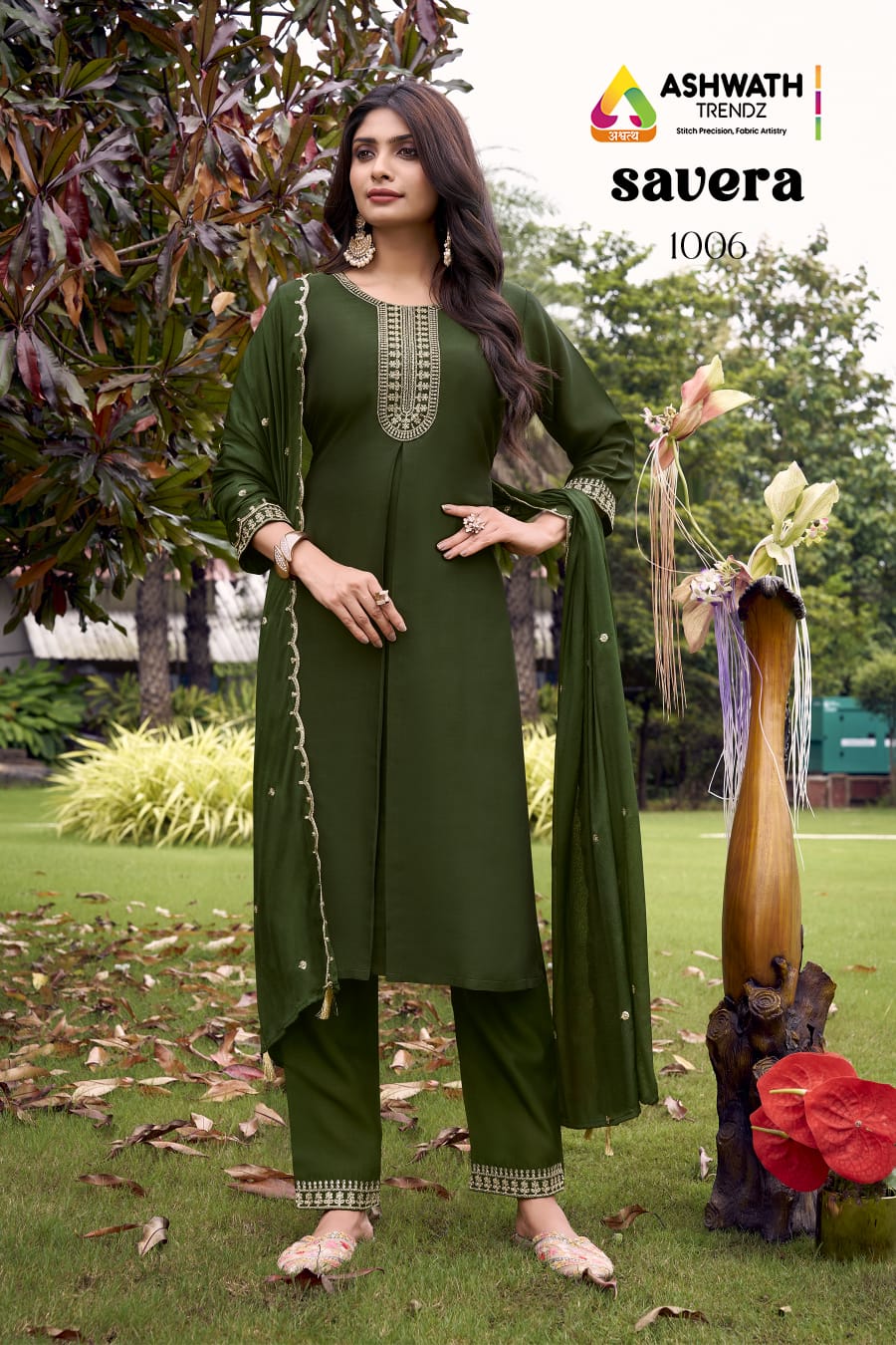 Vardan Ethnic SAVERA Wholesale Blooming Vichitra Kurti With Bottom Dupatta — Wholesale Kurtis, Vardan Ethnic wholesale from Surat - Gallery Image 4