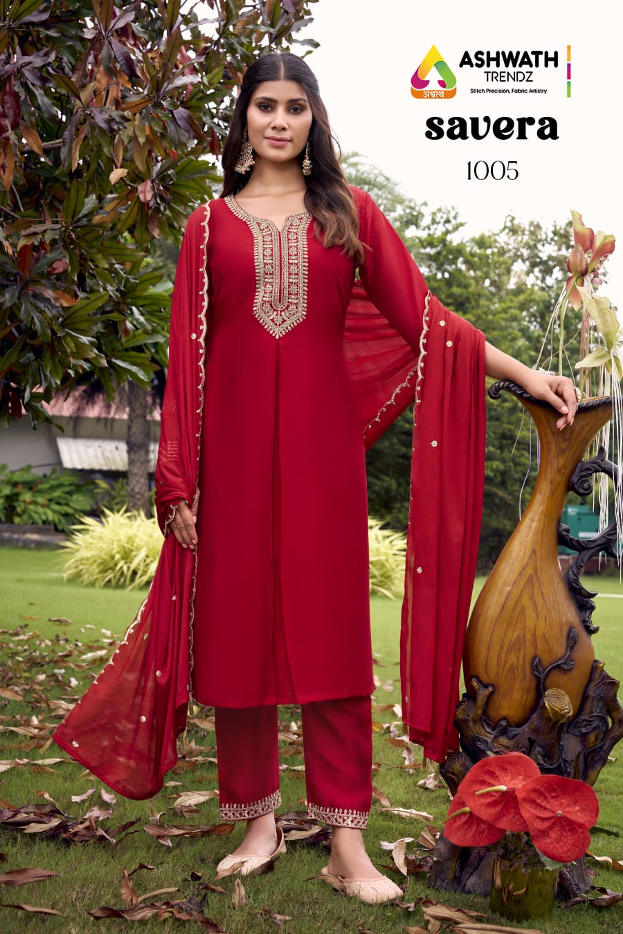 Vardan Ethnic SAVERA Wholesale Blooming Vichitra Kurti With Bottom Dupatta — Wholesale Kurtis, Vardan Ethnic wholesale from Surat - Gallery Image 7