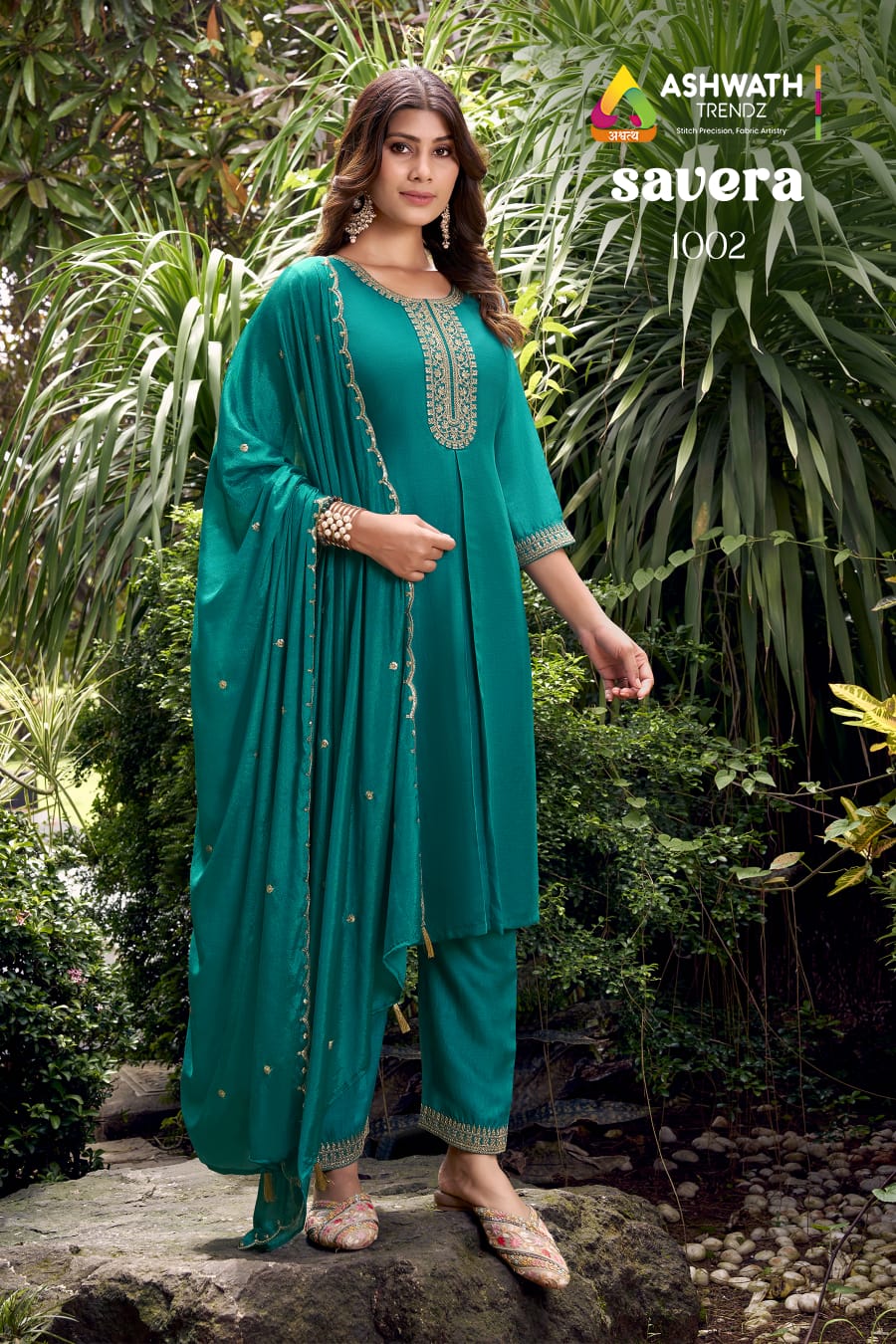 Vardan Ethnic SAVERA Wholesale Blooming Vichitra Kurti With Bottom Dupatta — Wholesale Kurtis, Vardan Ethnic wholesale from Surat - Gallery Image 2