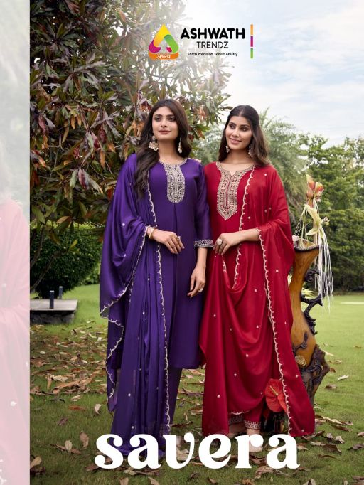 Vardan Ethnic SAVERA Wholesale Blooming Vichitra Kurti With Bottom Dupatta — Wholesale Kurtis, Vardan Ethnic wholesale from Surat — view 1