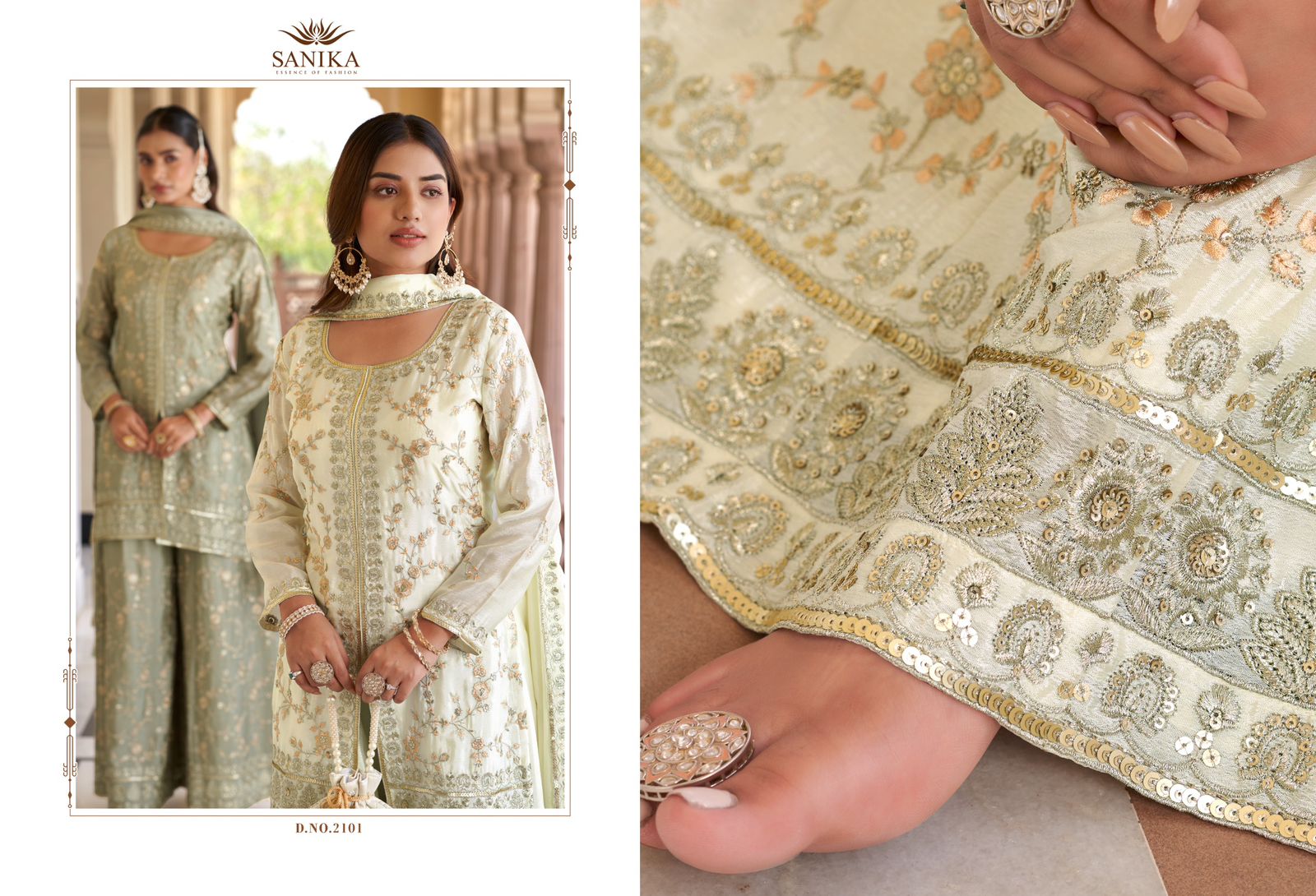 Vardan Ethnic Seerat Wholesale Readymade Chinon Silk Sharara Suit Collection - Image 7