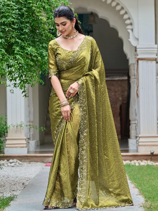 Vardan Ethnic Siya 007 Fancy Fendy Silk Diamond Work Saree - Image 7