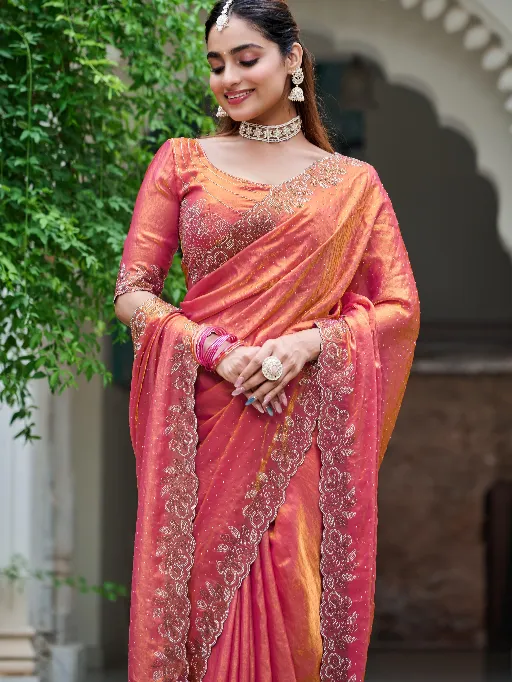 Vardan Ethnic Siya 007 Fancy Fendy Silk Diamond Work Saree - Image 3