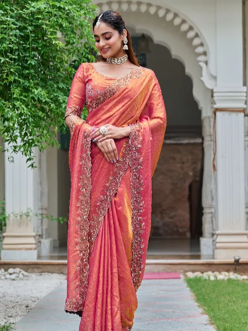 Vardan Ethnic Siya 007 Fancy Fendy Silk Diamond Work Saree - Image 4