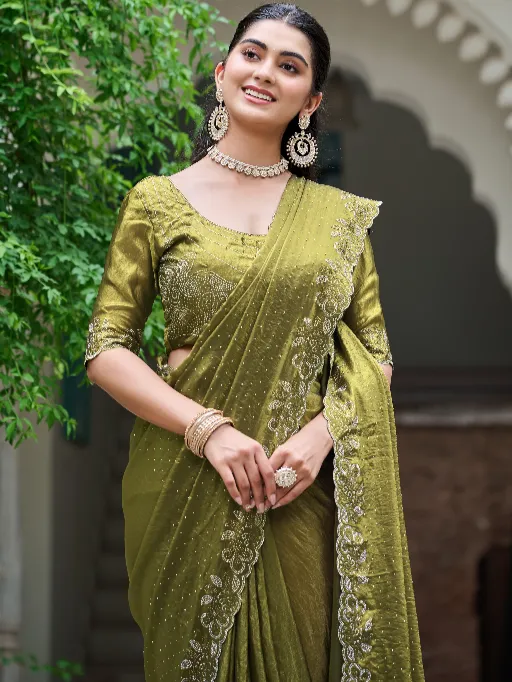 Vardan Ethnic Siya 007 Fancy Fendy Silk Diamond Work Saree - Image 5