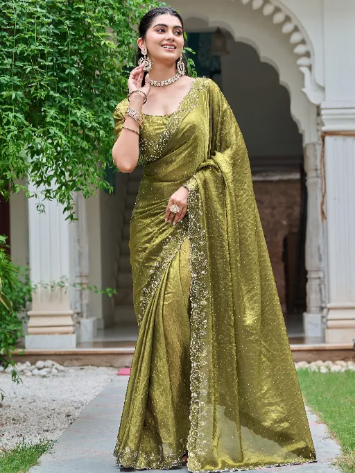 Vardan Ethnic Siya 007 Fancy Fendy Silk Diamond Work Saree - Image 6