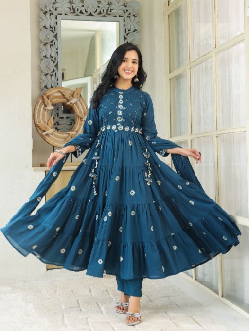 Vardan Ethnic TTT Wholesale Festival Pure Mal Cotton Anarkali Kurti Catalog - Image 2